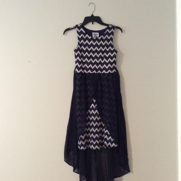 Navy and silver Girls dress size 16 - Picture 1 of 3